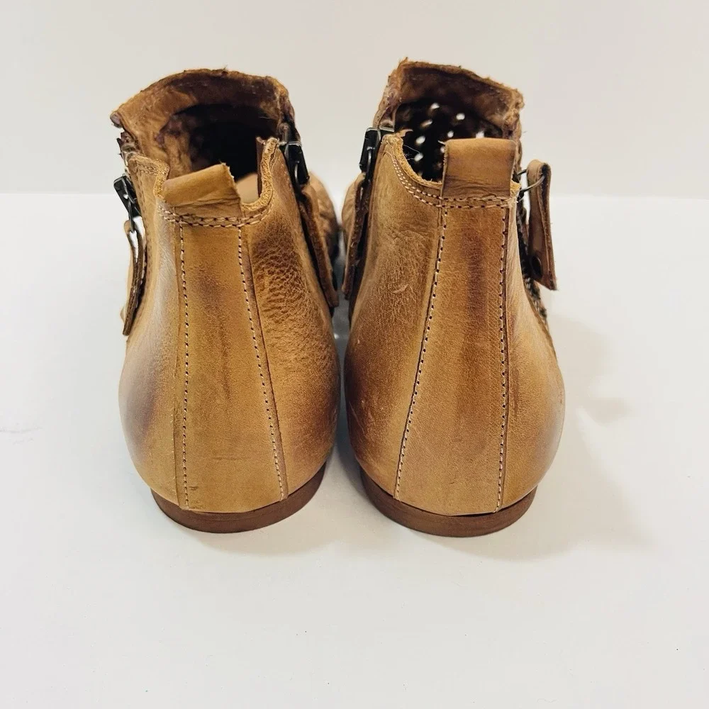 Sundance Woven Leather Asheville Double Zip Peep Toe Sandal EU 40/US 9-9.5 Brown